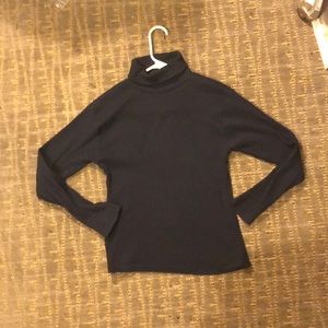 Navy blue turtle neck simple.
